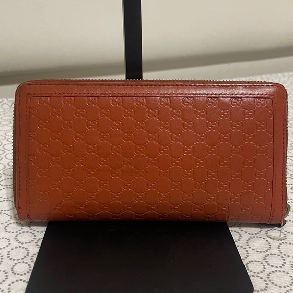 Gucci Orange/Brown Leather Wallet with SilverLogo - Picture 3 of 12